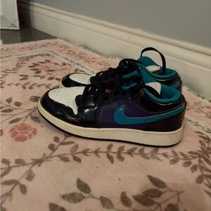 Jordan Kids Black, Purple, and Teal Sneakers